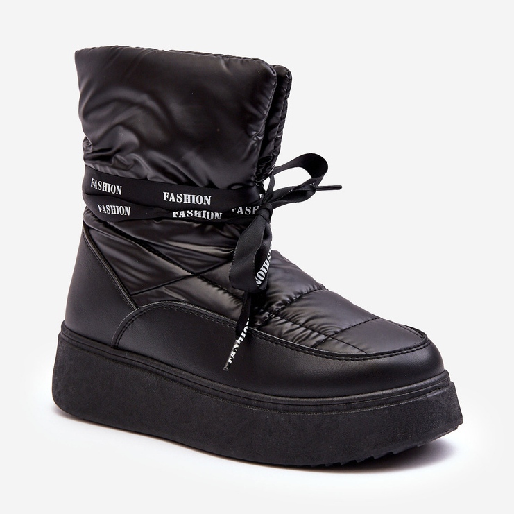 PS1 Ženske čizme za snijeg s ukrasnim vezicama crne Siracna crna 1