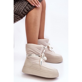 PS1 Ženske čizme za snijeg s ukrasnim vezicama, svijetlo bež Siracna 1