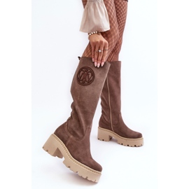 Lewski Shoes Ženske čizme preko koljena od brušene kože smeđe Lewski 3367 smeđa 2