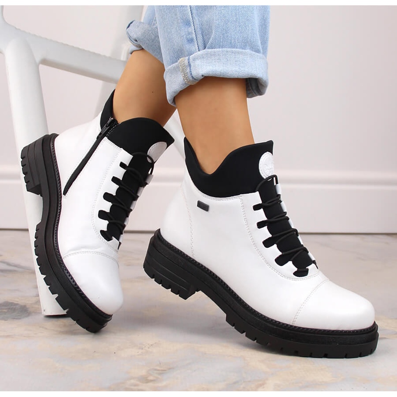 Vodootporne, udobne, izolirane ženske gležnjače, bijele, Rieker Tex Y3163-80 bijela 1