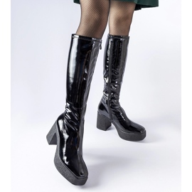 Inna Crne lakirane Fecteau čizme na visoku petu crna 1