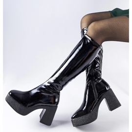 Inna Crne lakirane Fecteau čizme na visoku petu crno 2