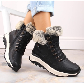 Kožne vodootporne ženske gležnjače izolirane vunom, crne Rieker W0063-00 crna 1