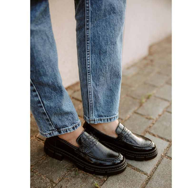 WASAK Ženske kožne natikače 0706, crne, sa debelim đonom crna 2