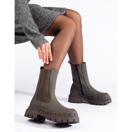 Tamno zelene mat visoke čizme s elastičnim Shelovetom zelena 1