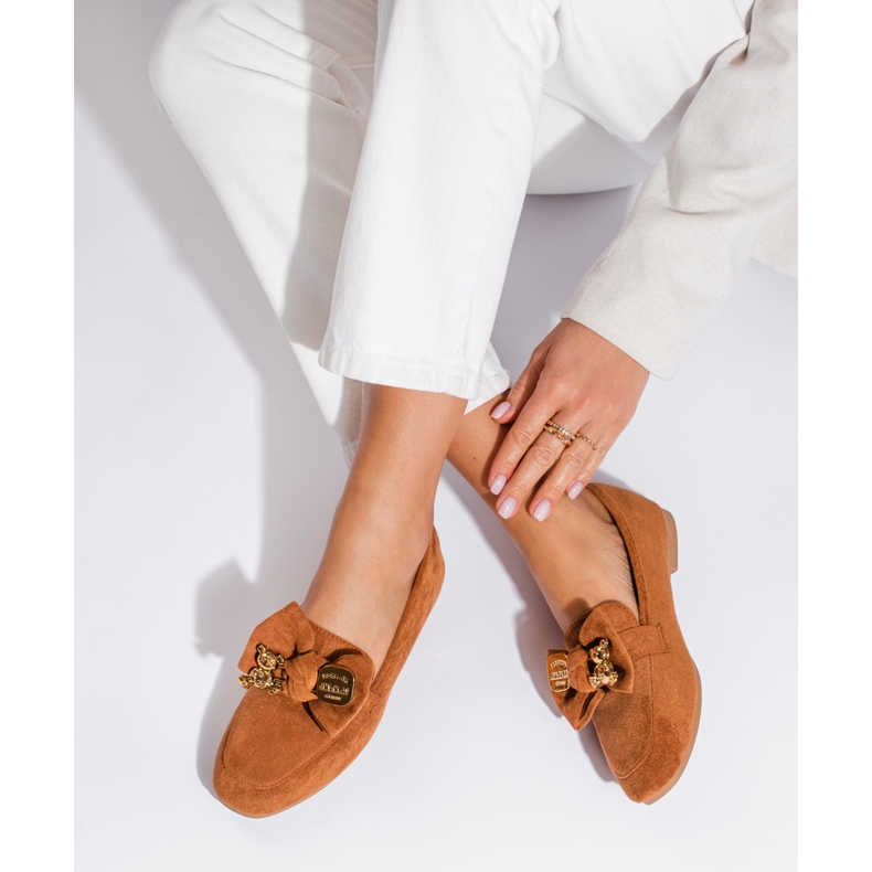 Shelovet ženske smeđe mokasine od brušene kože smeđa 1