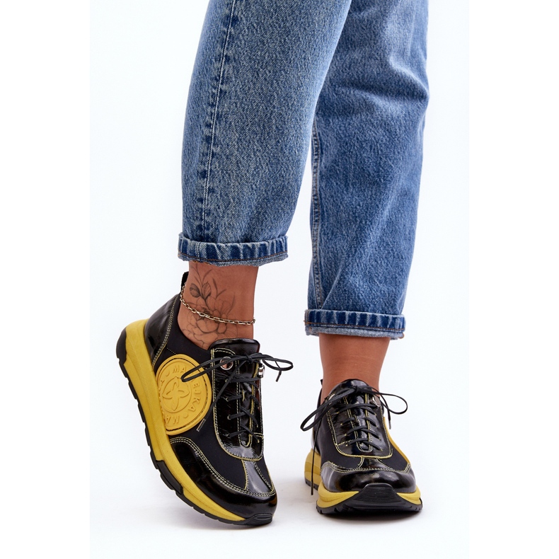 Ženska kožna sportska obuća Maciejka 06295-01 crno-žuta crna 2