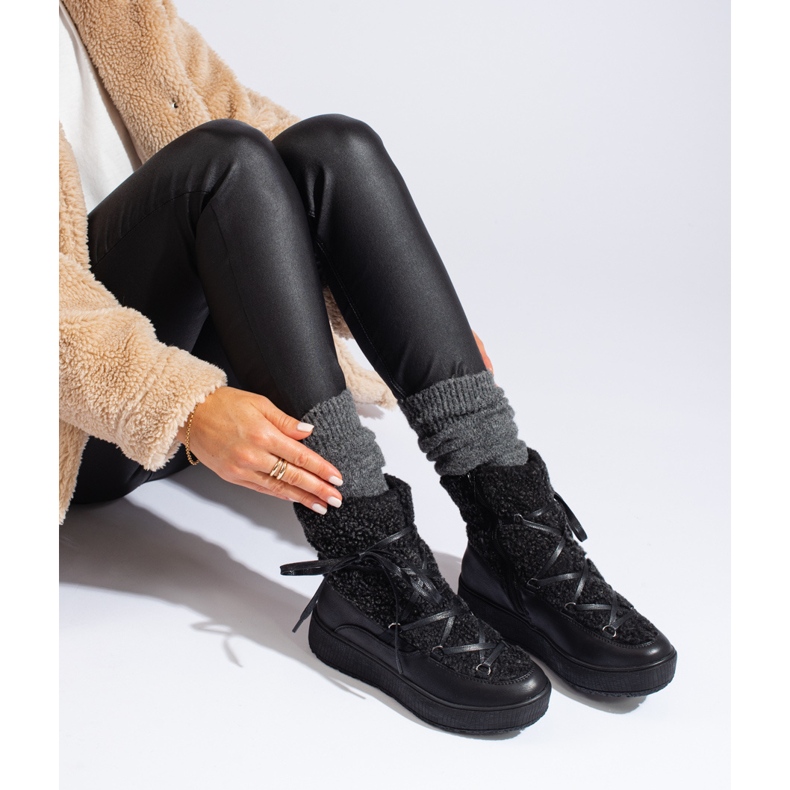 Ženske crne čizme za snijeg s platformom crno 2