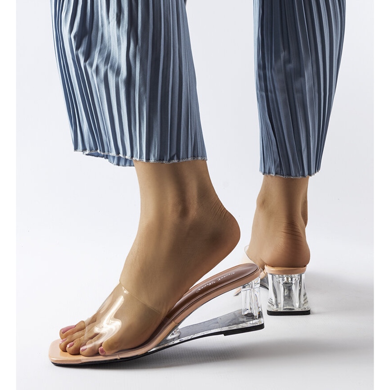 Bež prozirne klinaste tobogane Wyatt 1