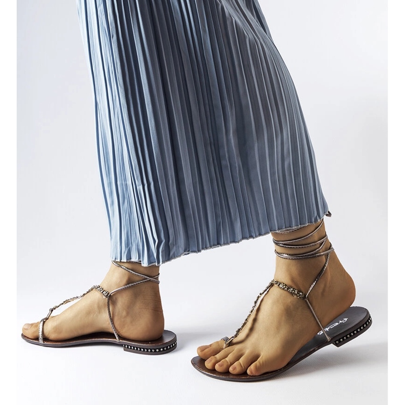 Tamno sive sandale sa kamenčićima iz Troghija siva 1