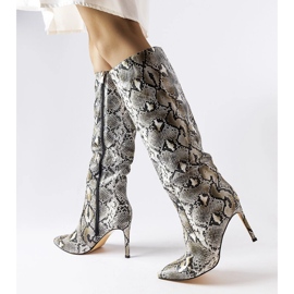 Karmin crne čizme s visokom petom od zmijske kože crna 1