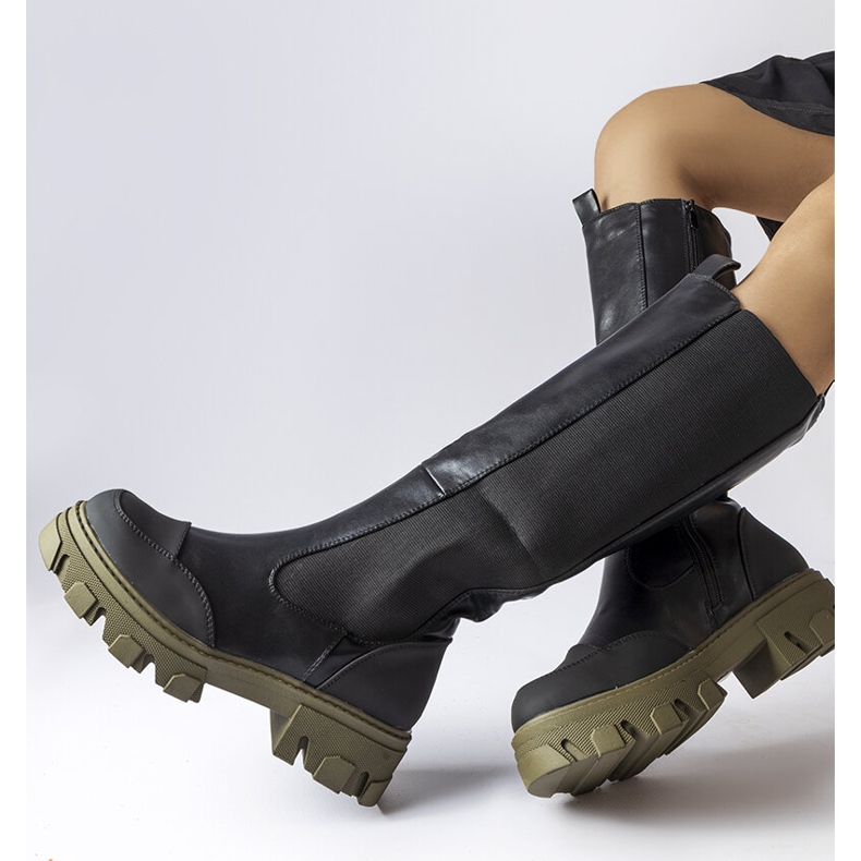 Crne i zelene visoke čizme marke Pasquale crno 1