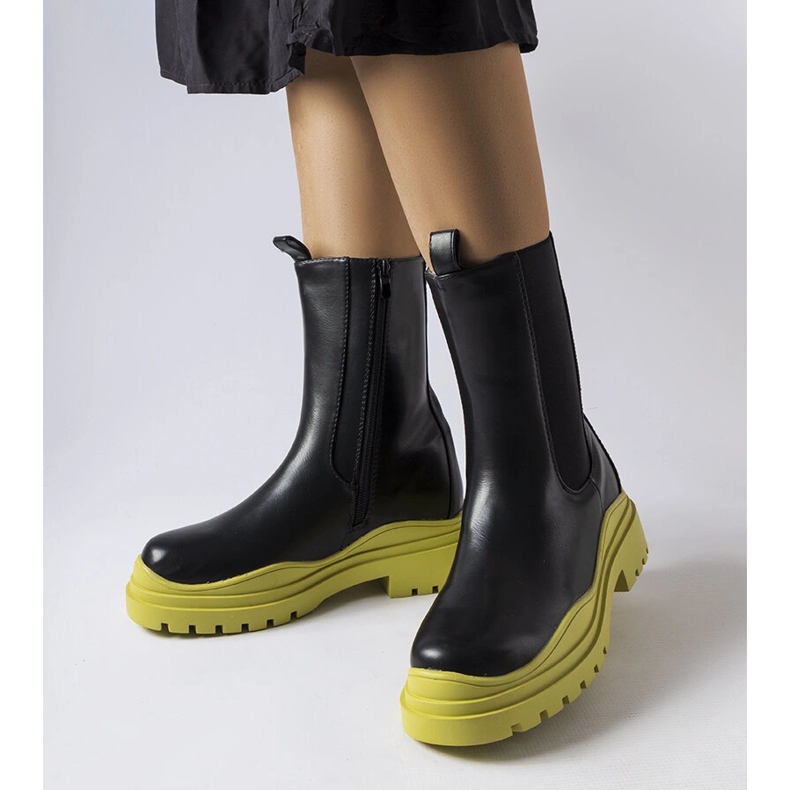 Crne čizme s potplatom u boji iz Delebioa crna 1