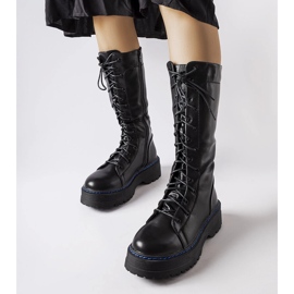 Crne izolirane čizme na platformi Hide crna 1