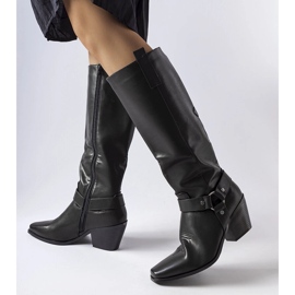 Crne kaubojske čizme na stup crna 1