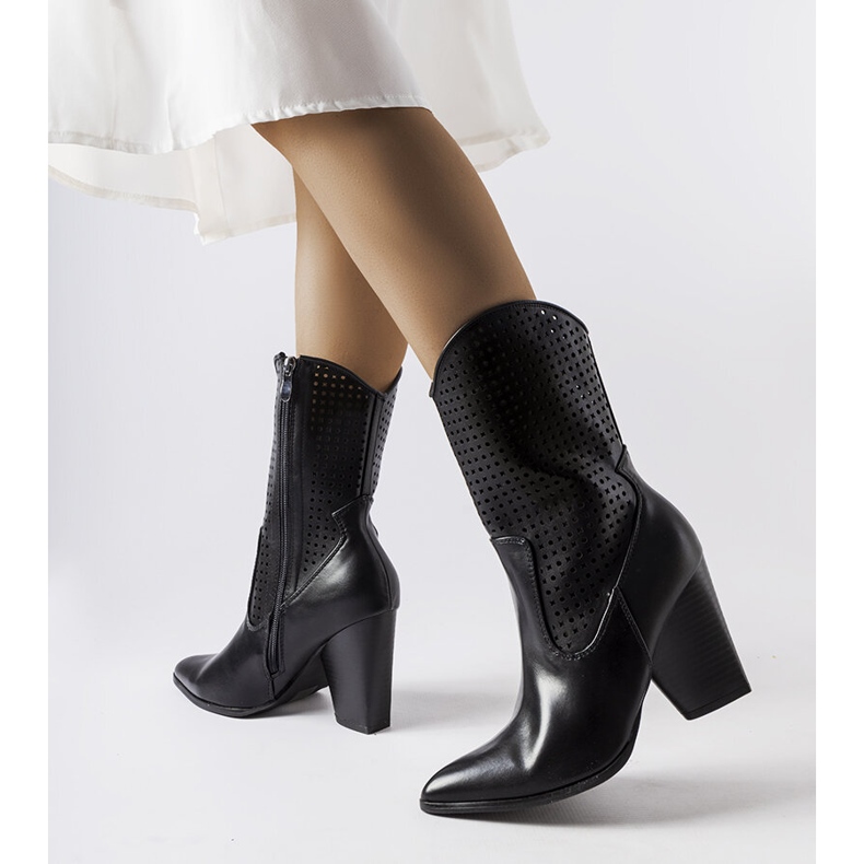 Crne ažurne kaubojske čizme iz Raiano crna 1