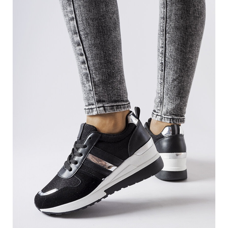 Inna Crne i srebrne tenisice na wedge iz Titusvillea crna 1