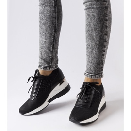 Inna Crne Vala tenisice na klin od štrasa crno 1