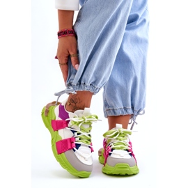 Seastar Modne ženske sportske cipele na vezanje, zeleno-ružičaste raznobojna 4