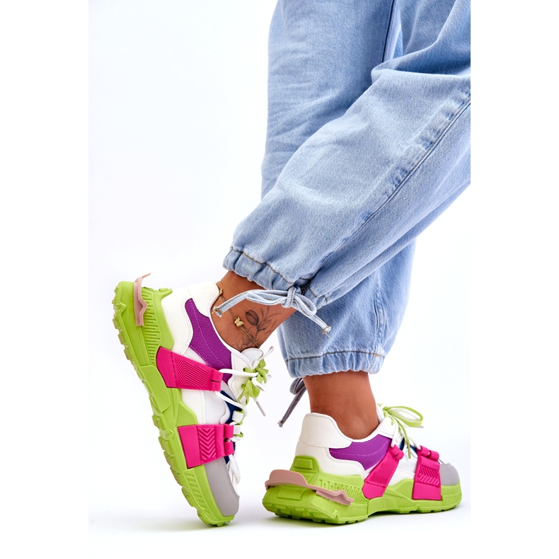 Seastar Modne ženske sportske cipele na vezanje, zeleno-ružičaste višebojan 1
