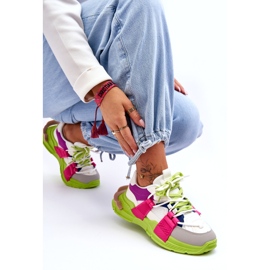 Seastar Modne ženske sportske cipele na vezanje, zeleno-ružičaste višebojan 2