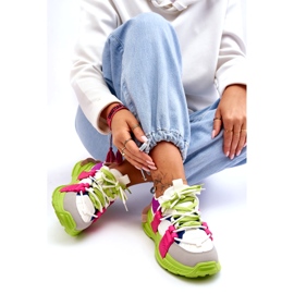 Seastar Modne ženske sportske cipele na vezanje, zeleno-ružičaste raznobojna 3