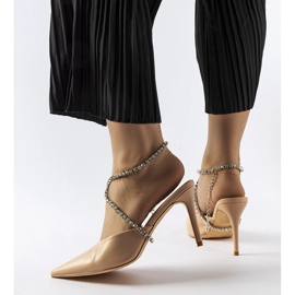 Drainer bež sandale na stiletto petu 1