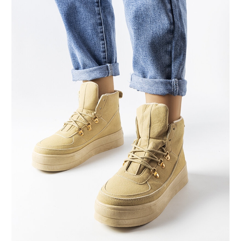 Bež čizme s platformom na vezanje iz Jolina 1