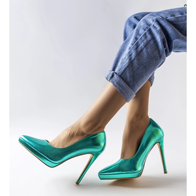 Kristin zelene štikle s ogledalom zelena 1