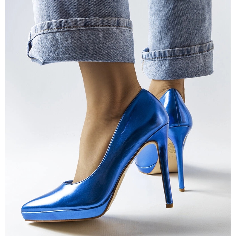 Kristin plave zrcalne štikle plava 1