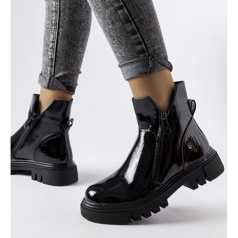 Ritte crne lakirane izolirane čizme crno 1