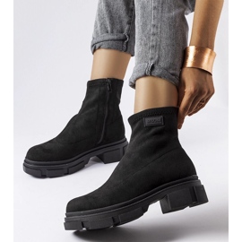 Crne izolirane čizme od brušene kože Inge crno 2