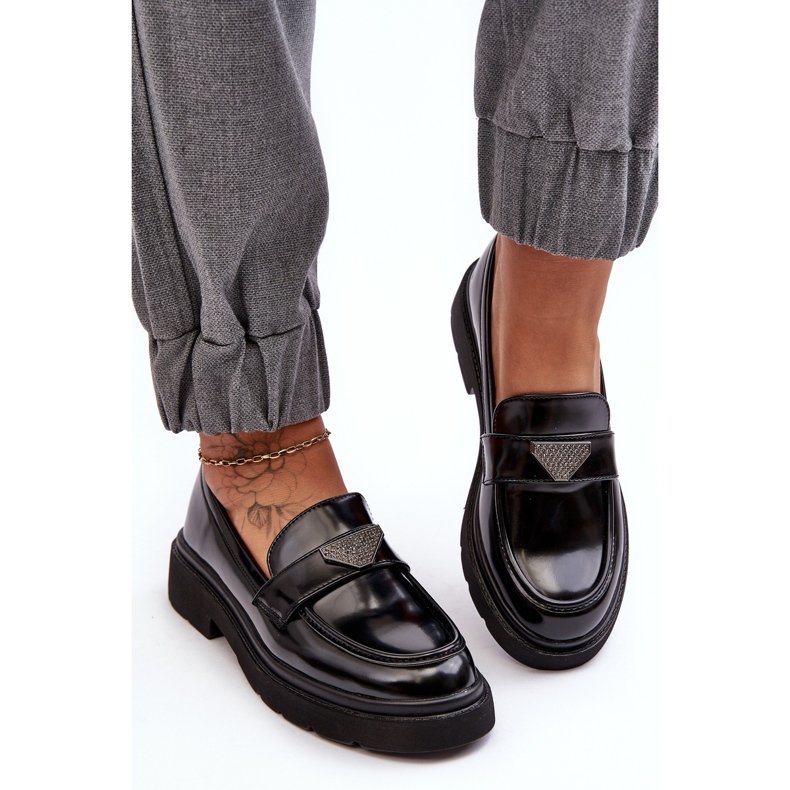 Ženske mokasine cipele s ravnom petom crne Venla crno 2