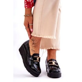 Lemar Lakirane mokasine s ukrasom na klinu, crne crno 1