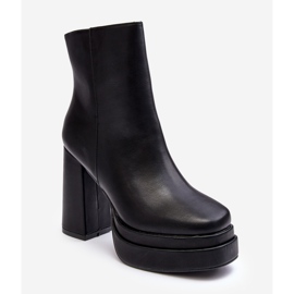 WS1 Ženske gležnjače na visoku petu i platformu Black Sandstra crno 1