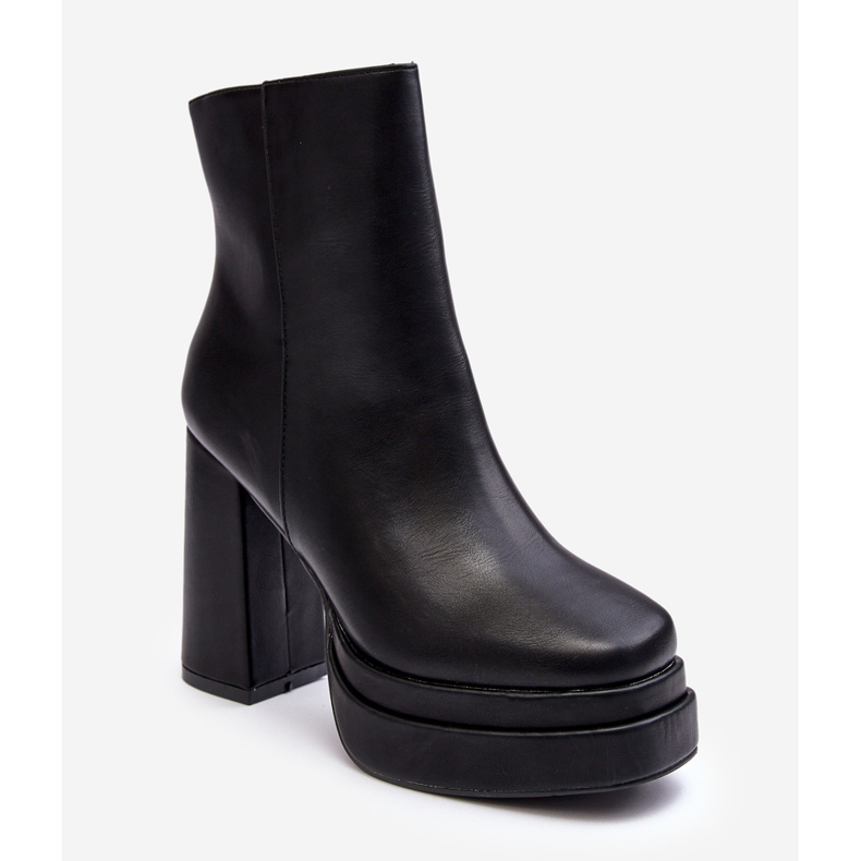 WS1 Ženske gležnjače na visoku petu i platformu Black Sandstra crna 1