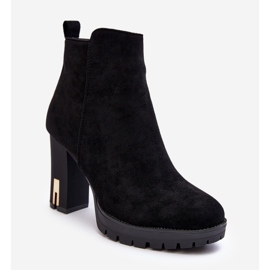 Klasične gležnjače na visoku petu od brušene kože crne Amy crno 1