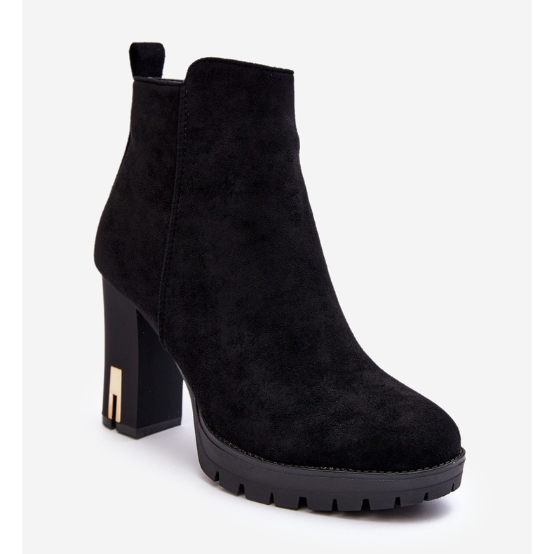 Klasične gležnjače na visoku petu od brušene kože crne Amy crno 1