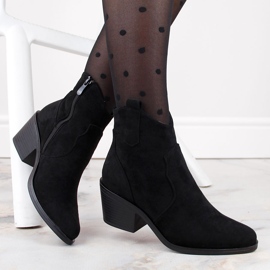 Ženske kaubojske čizme od brušene kože na visoku petu, crne S.Barski HY30-86A crna 1