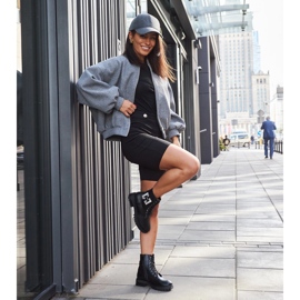 Inna Crne radničke cipele s ukrasnim Guevara cirkonima crno 1