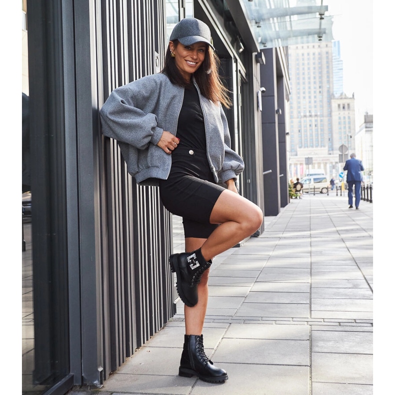 Inna Crne radničke cipele s ukrasnim Guevara cirkonima crno 1