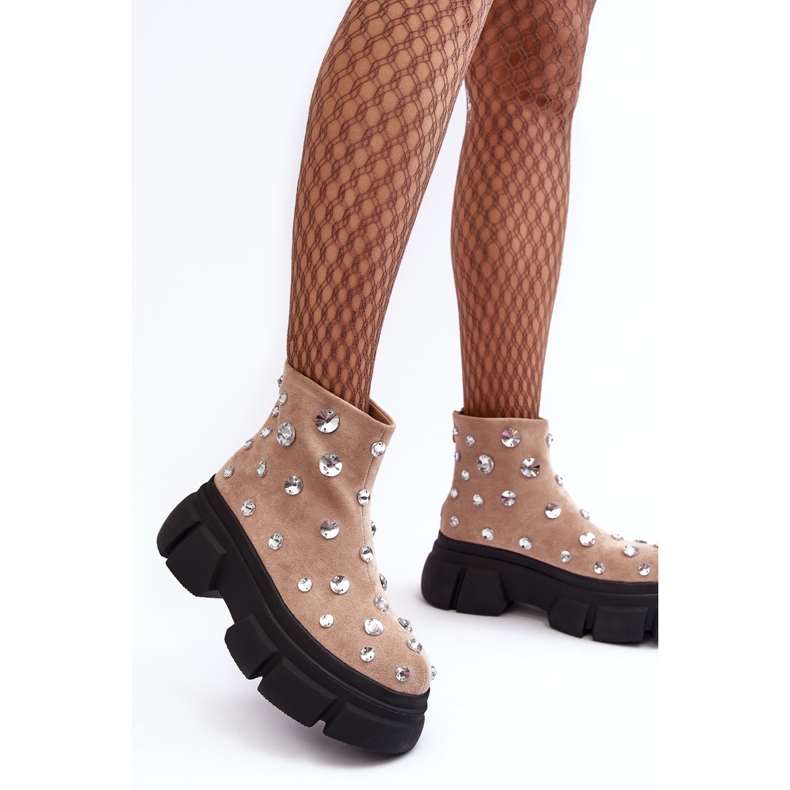 S.Barski Antilop izolirane čizme s kristalima D&amp;A MR870-83 bež 1