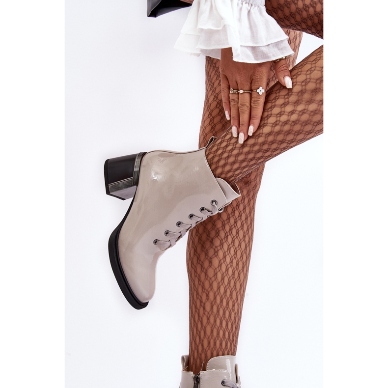 S.Barski Lakirane ženske čizme D&amp;A MR870-98 svijetlo bež 2