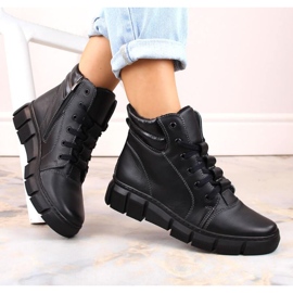 Udobne, izolirane kožne čizme Helios W H562A, crne crno 1