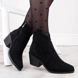 Kaubojske čizme na visoku petu od brušene kože S.Barski W OLI241 crne crno 1