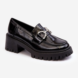 Ženske lakirane cipele s masivnom visokom petom, crne Lemmitty crno 1