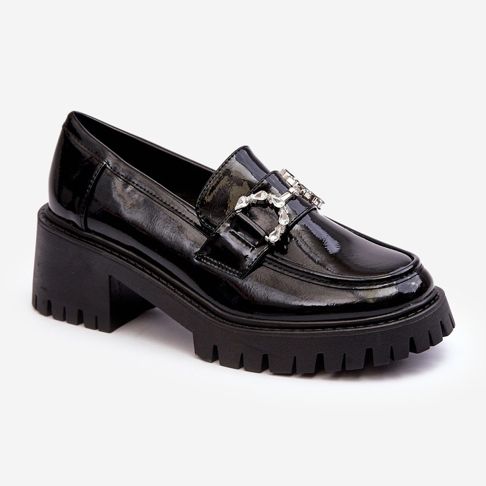 Ženske lakirane cipele s masivnom visokom petom, crne Lemmitty crna 1