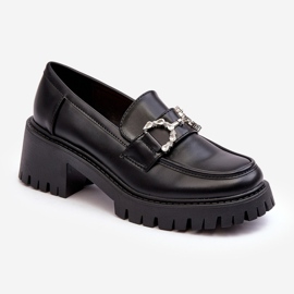 Ženske kožne cipele s masivnom visokom petom, crne Lemmitty crna 1