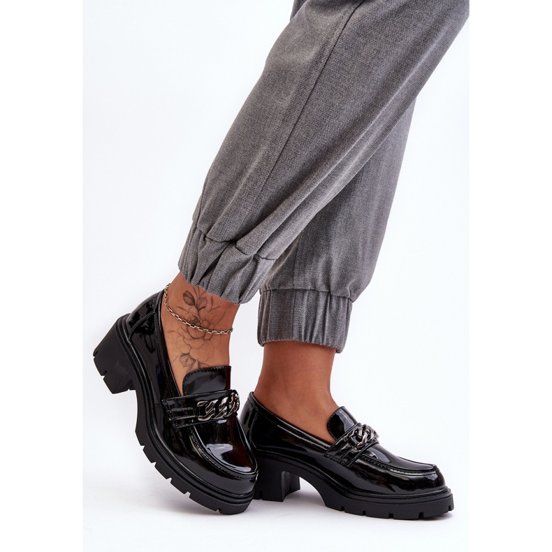 WS1 Ženske lakirane cipele na nisku petu crne Blimma crna 2