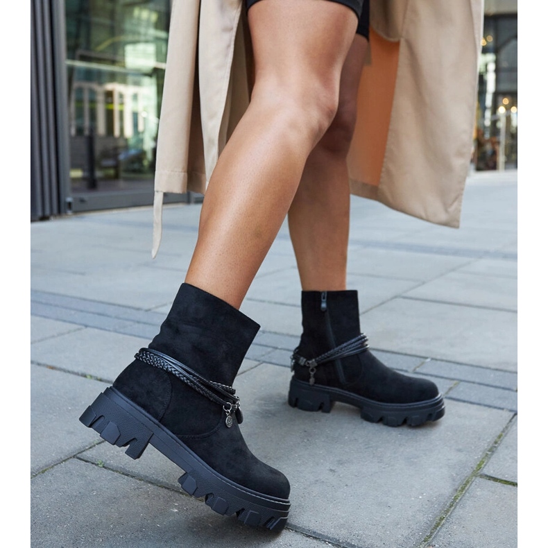 Crne gležnjače s ukrasnom narukvicom crna 2